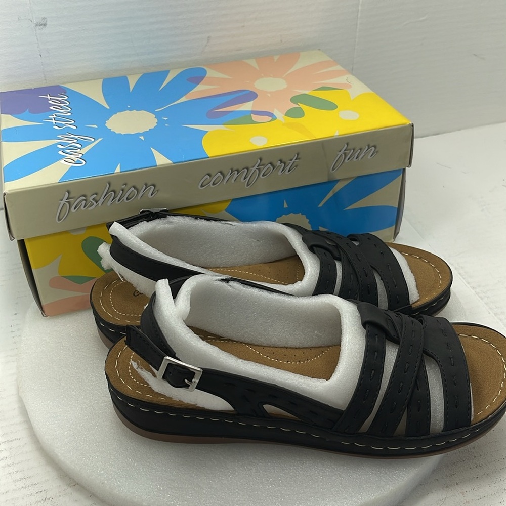 Easy Street Kehlani Sandals, Black, Women Size 9W Item#241